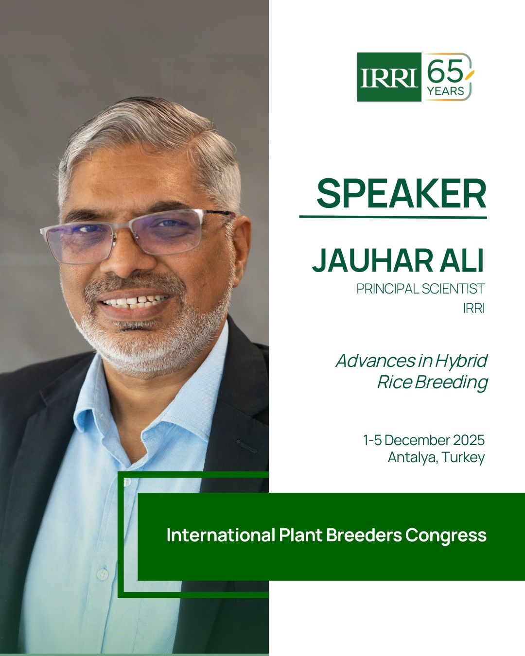 IRRI - Speaker Announcement: We’re delighted to share that Dr. Jauhar ...