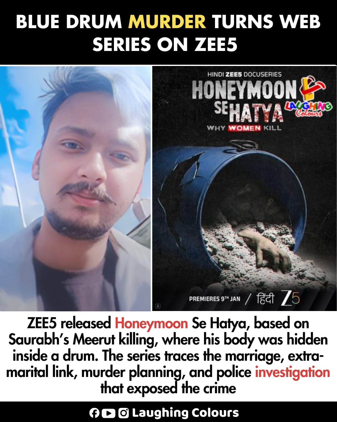Laughing - Blue drum murder becomes series 🎬 #ZEE5 #TrueCrime # ...