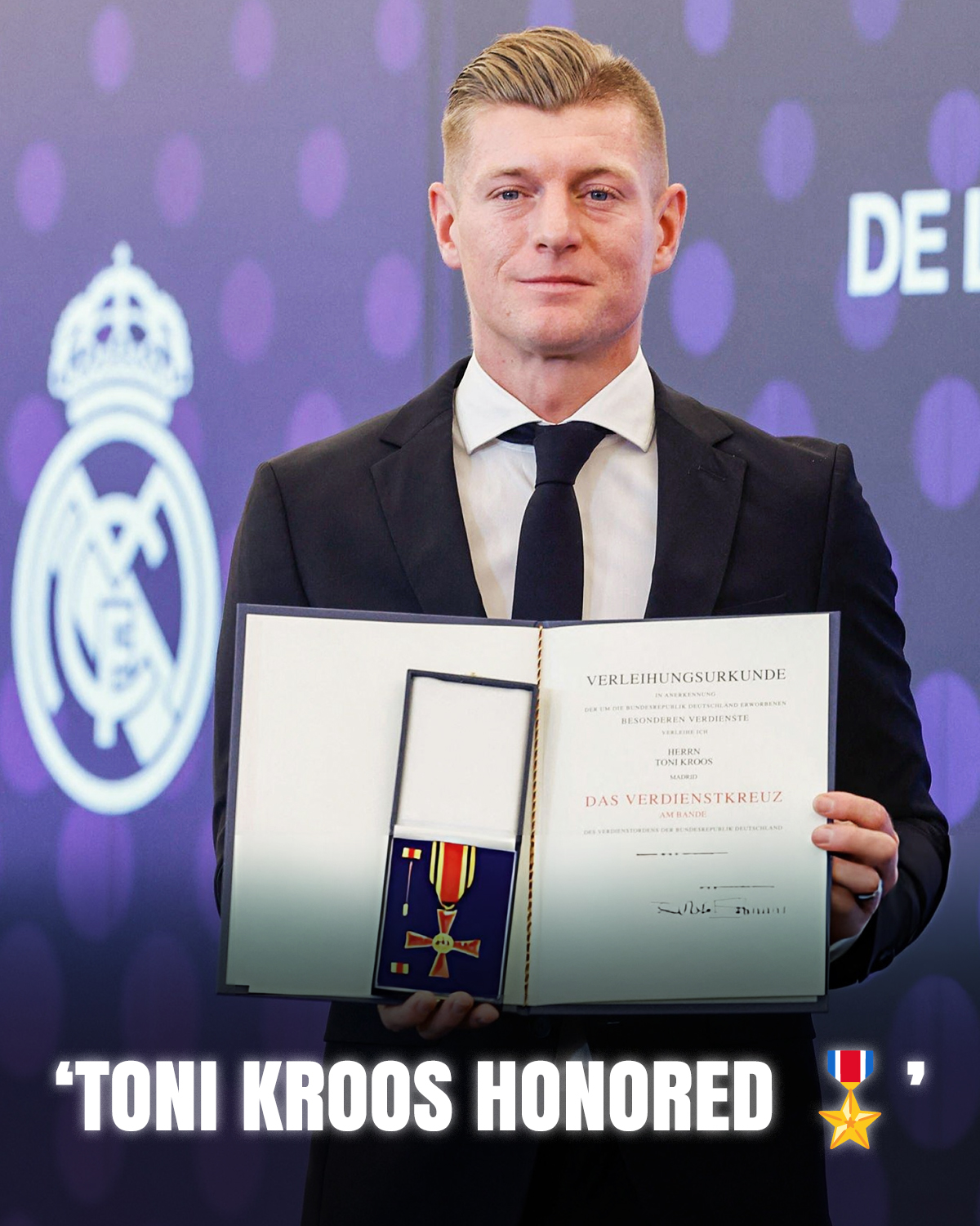 🚨⭐️ 𝐎𝐅𝐅𝐈𝐂𝐈𝐀𝐋: Toni Kroos has been honored with the