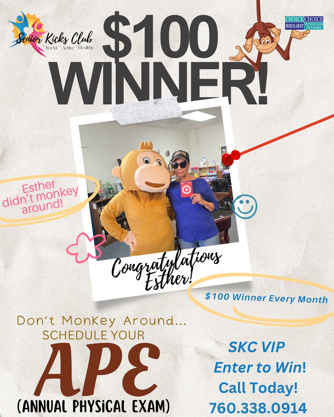 Senior - ESTHER DIDN'T MONKEY AROUND!!!🐒🍌 Choice Medical Group would ...