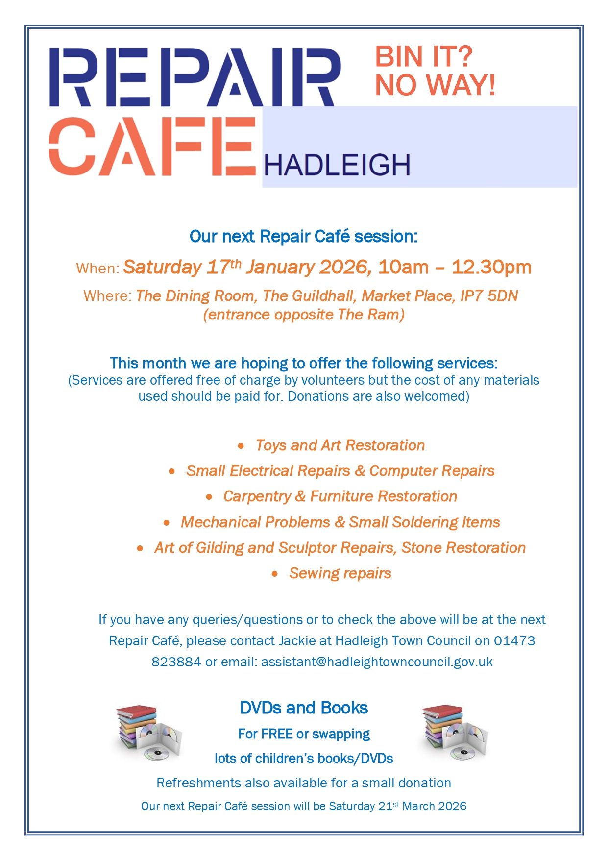 🛠️ Our First Repair Café of 2026 –... - Hadleigh Town Council | Facebook