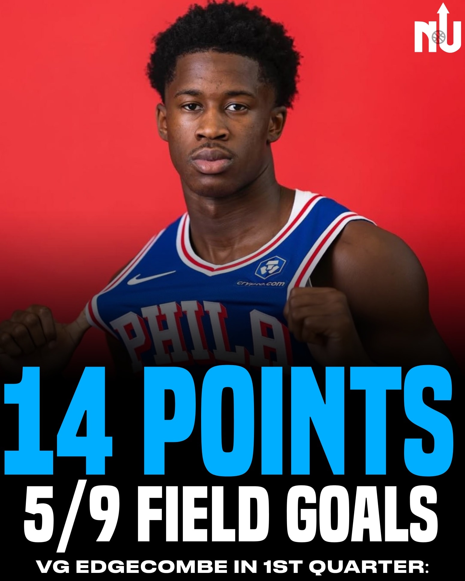 NBA - V.J. Edgecombe in the 1st quarter: 14 Points 2 Assists 5/9 Field ...