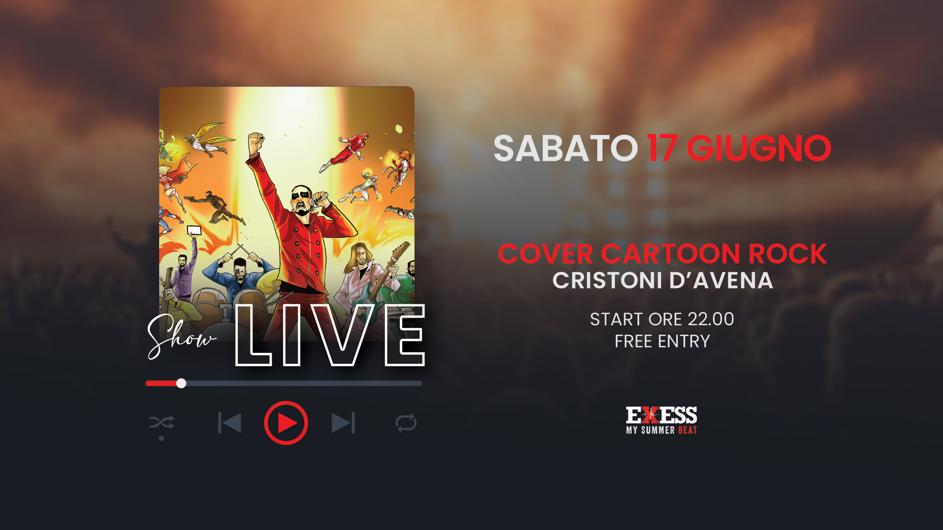 Cristoni D'Avena CARTOON ROCK BAND | EXESS LIVE | FREE ENTRY