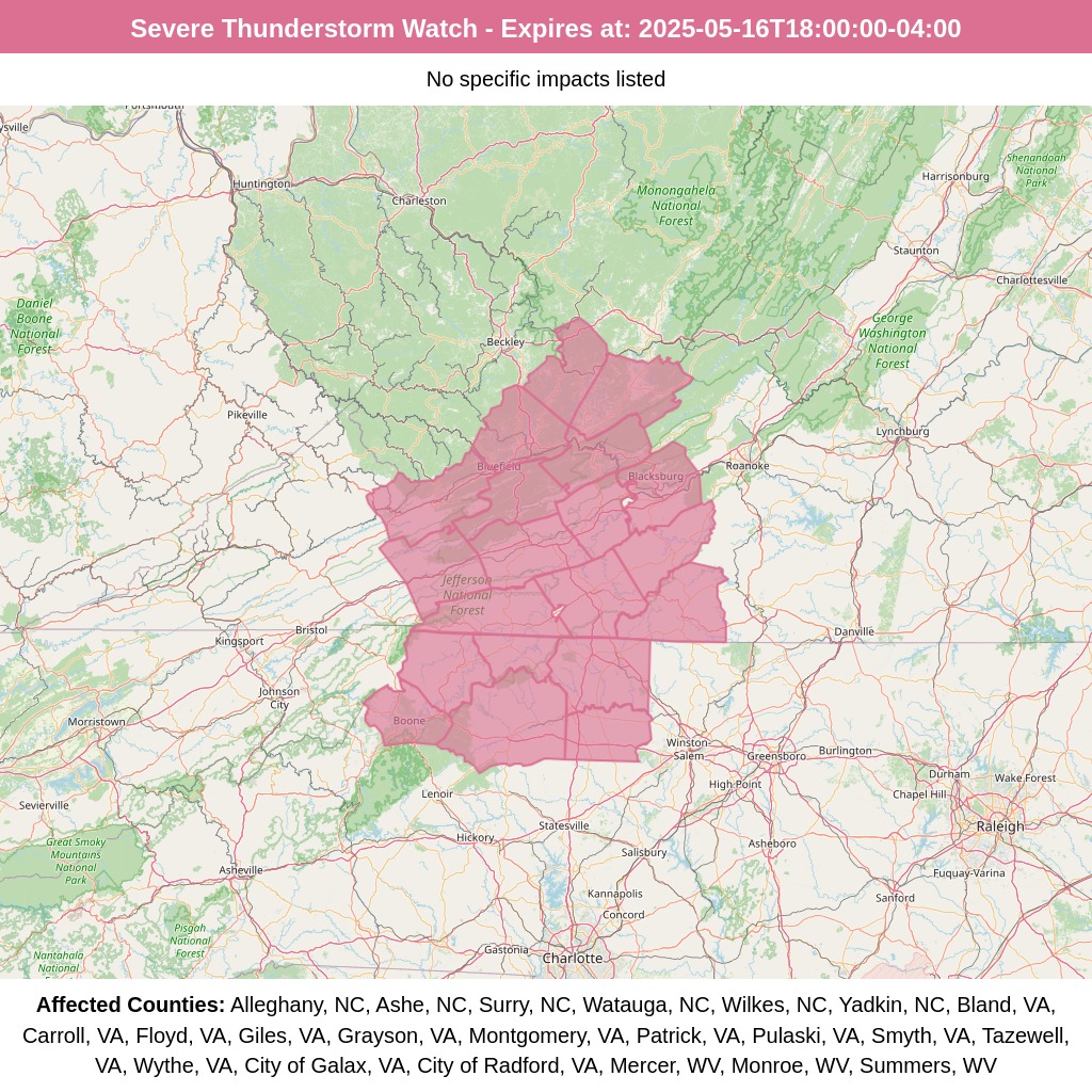 Brad - Weather Alert: Severe Thunderstorm Watch for Alleghany, NC, Ashe ...