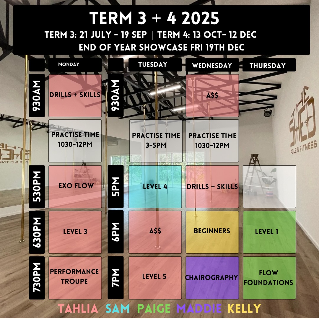 TERM 3 & 4 TIMETABLE IS HERE ... - The Shed Pole & Fitness | Facebook