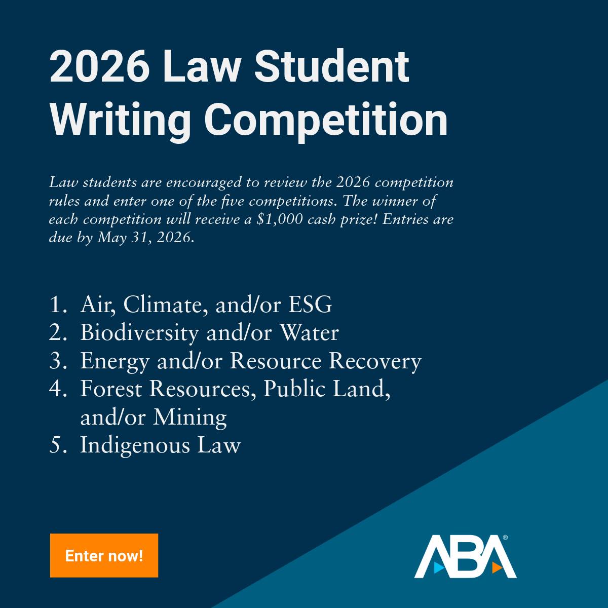 ABA - Research. Write. Win. SEER’s 2026 Law Student Writing Competition ...