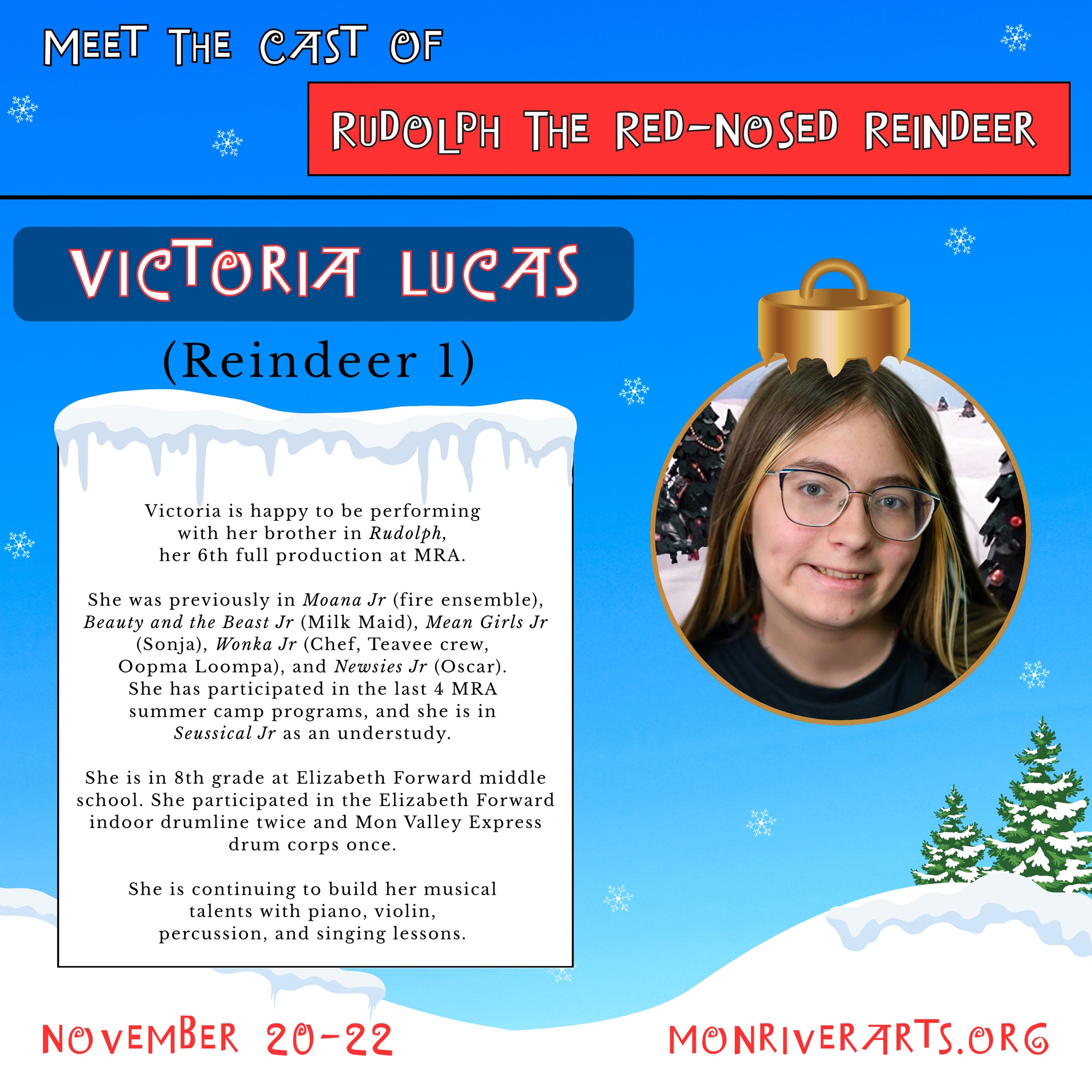 Mon River Arts - Meet the cast of Rudolph! November 20-22.... | Facebook