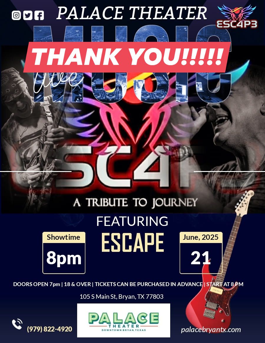Escape - A great big thanks to everyone who attended our sold out show ...