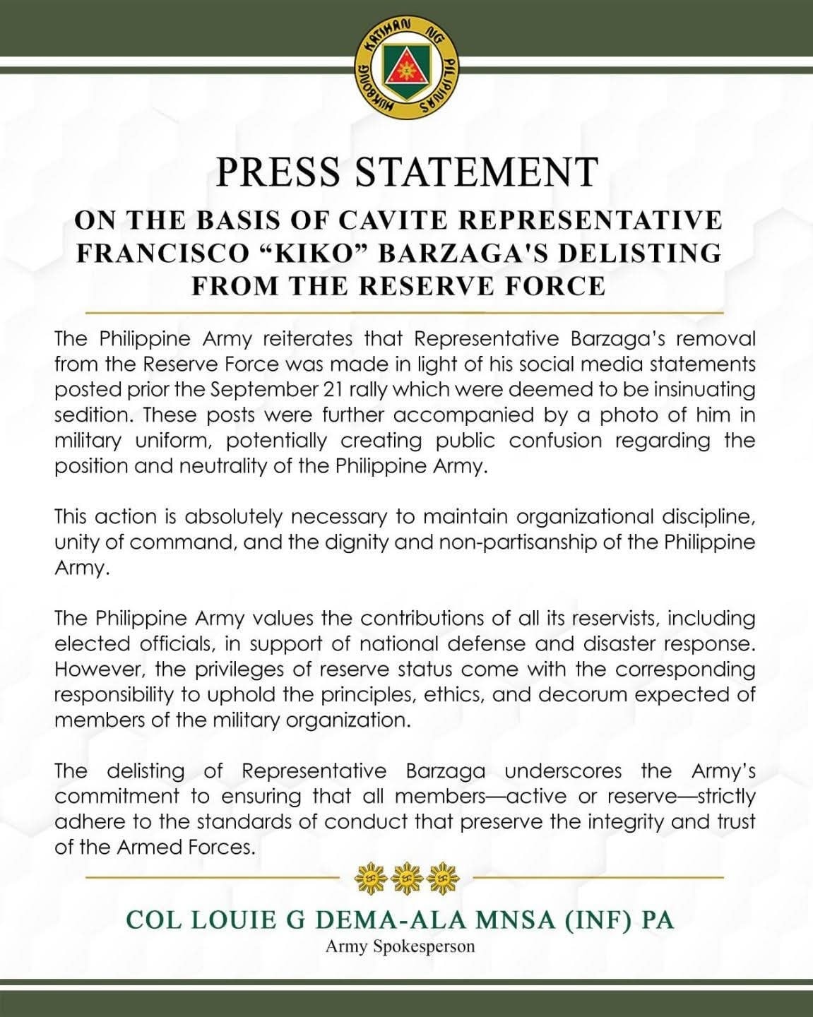 SunStar - The Philippine Army on Thursday, October 23, 2025, said that ...