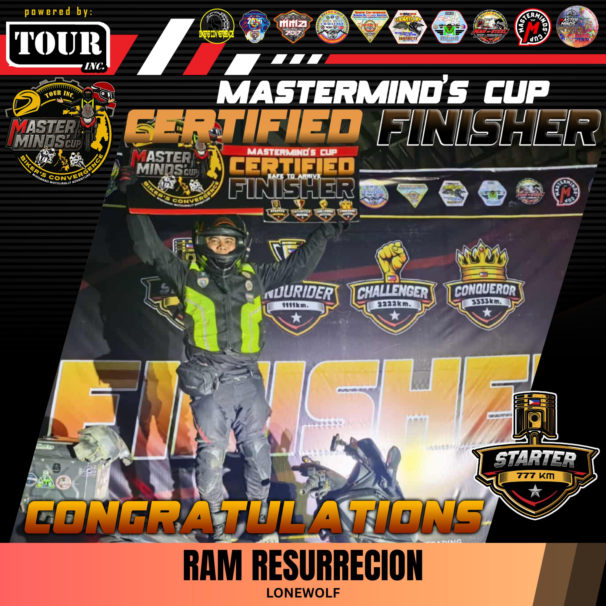 Master - Congratulations, Ram Resurrecion! 🏍️🔥 You’ve conquered 777 ...