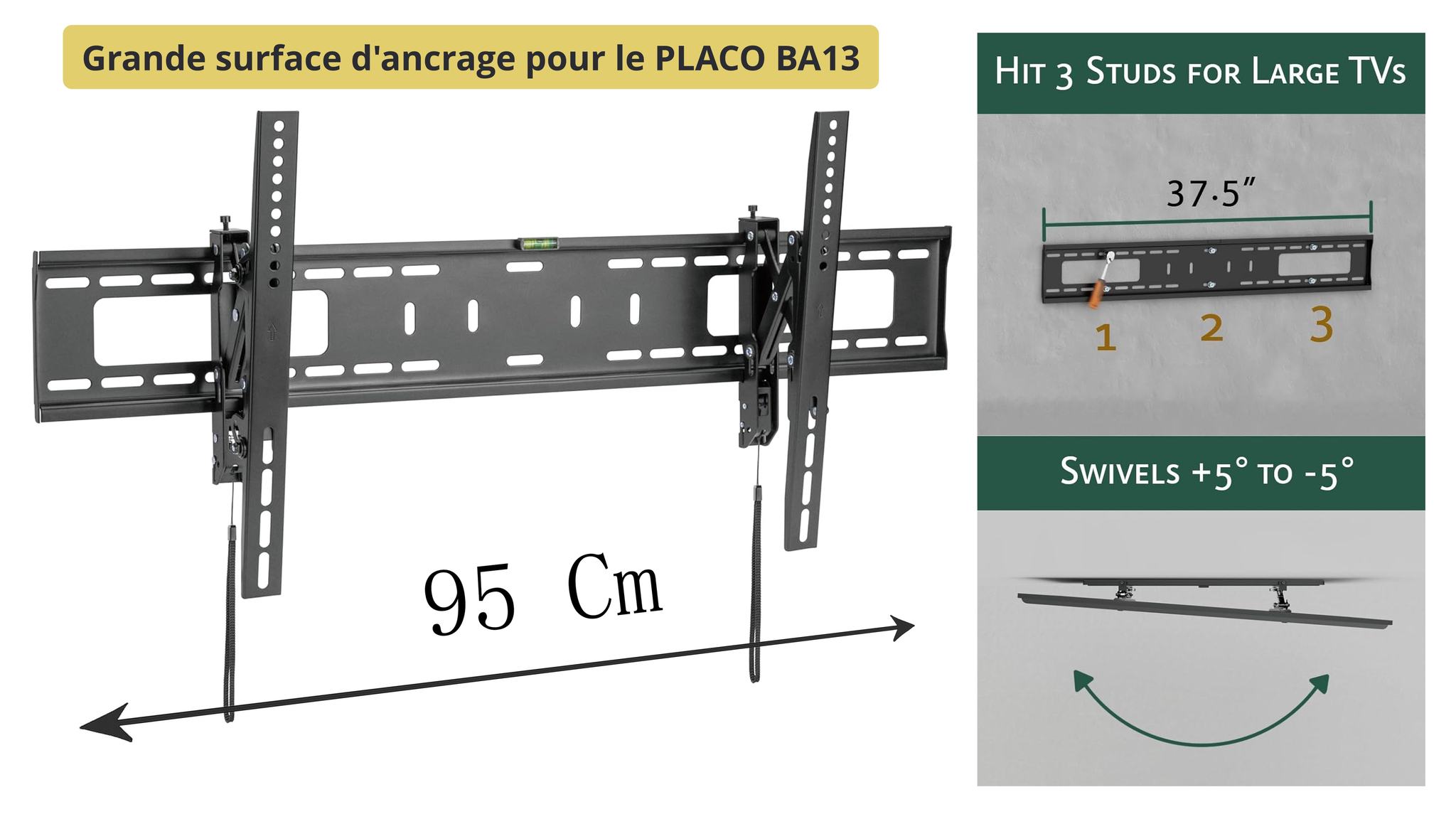 Support mural TV... - Support mural TV rotatif et plat