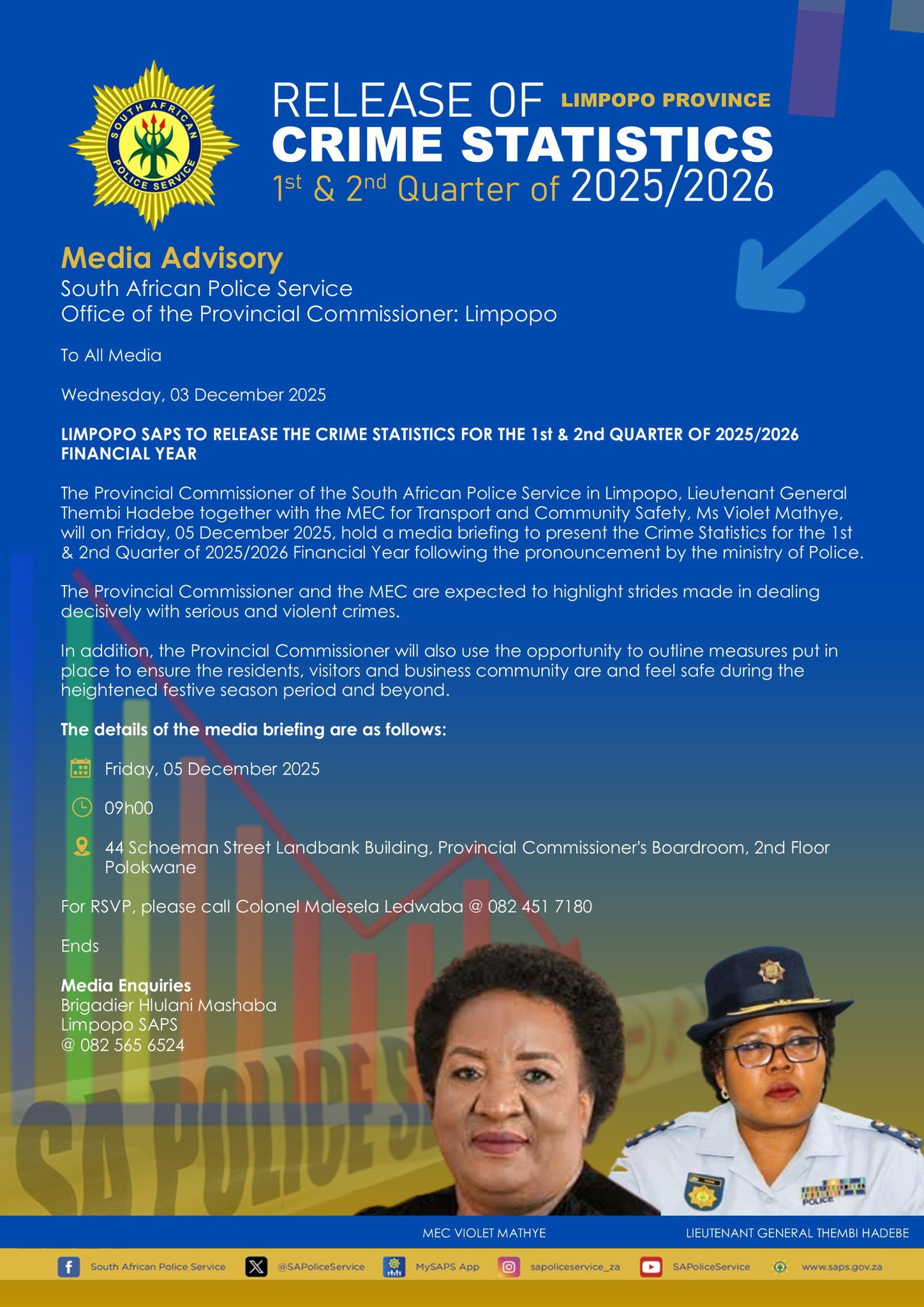 South - [HAPPENING TODAY] #CrimeStats The Provincial Commissioner of ...