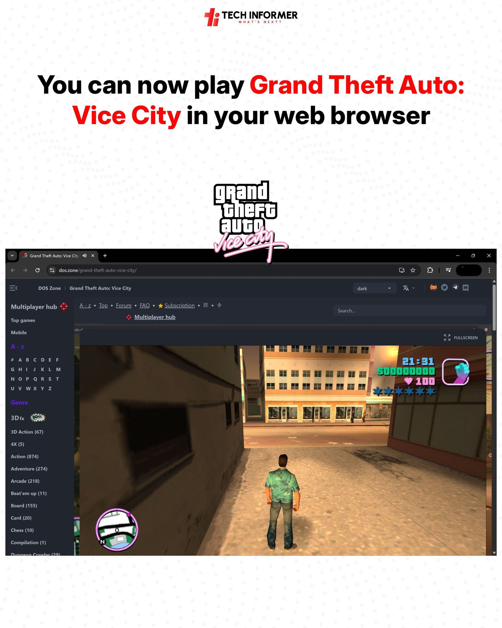 Poster Carte Grand Theft Auto Vice City - Version PC Windows 98/2000/XP - État Correct