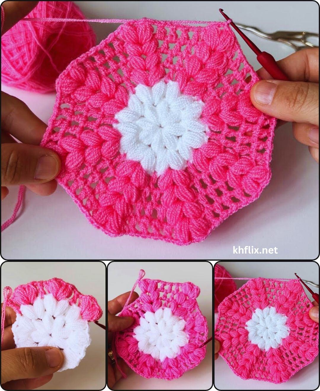 Ideas - How to Crochet a Two-Color Puff Stitch Doily — Step by Step 🧶🧶🌸 ...