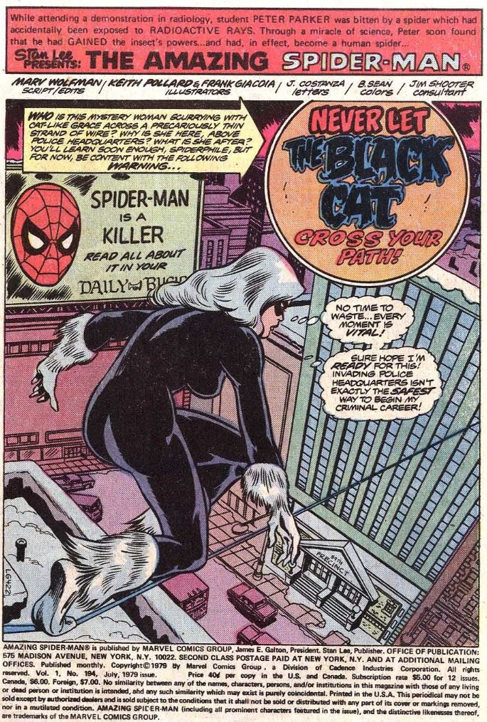 1st appearance of the Black Cat from Amazing Spider-Man #194