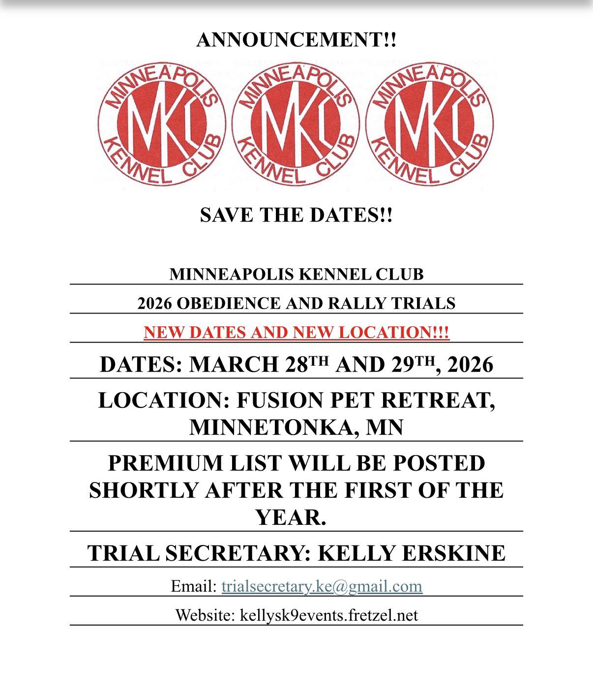 Save The Date! 2026... - Minneapolis Kennel Club | Facebook