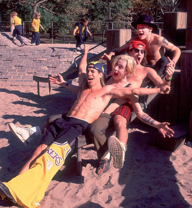 A rare photo from Red Hot Chili Peppers in Mother's Milk Tour, 1990