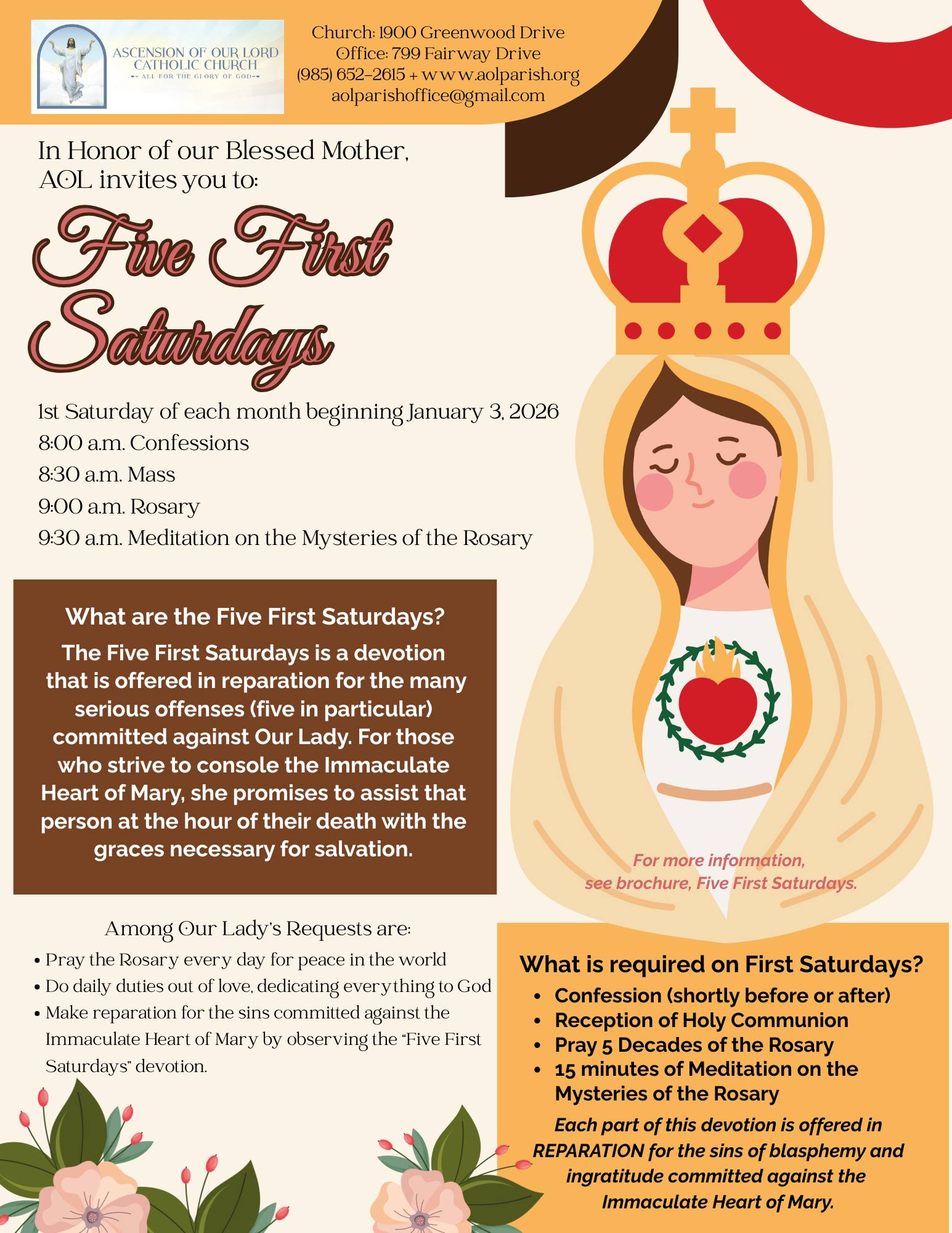 Ascension - Ascension of Our Lord will begin the Five First Saturdays ...
