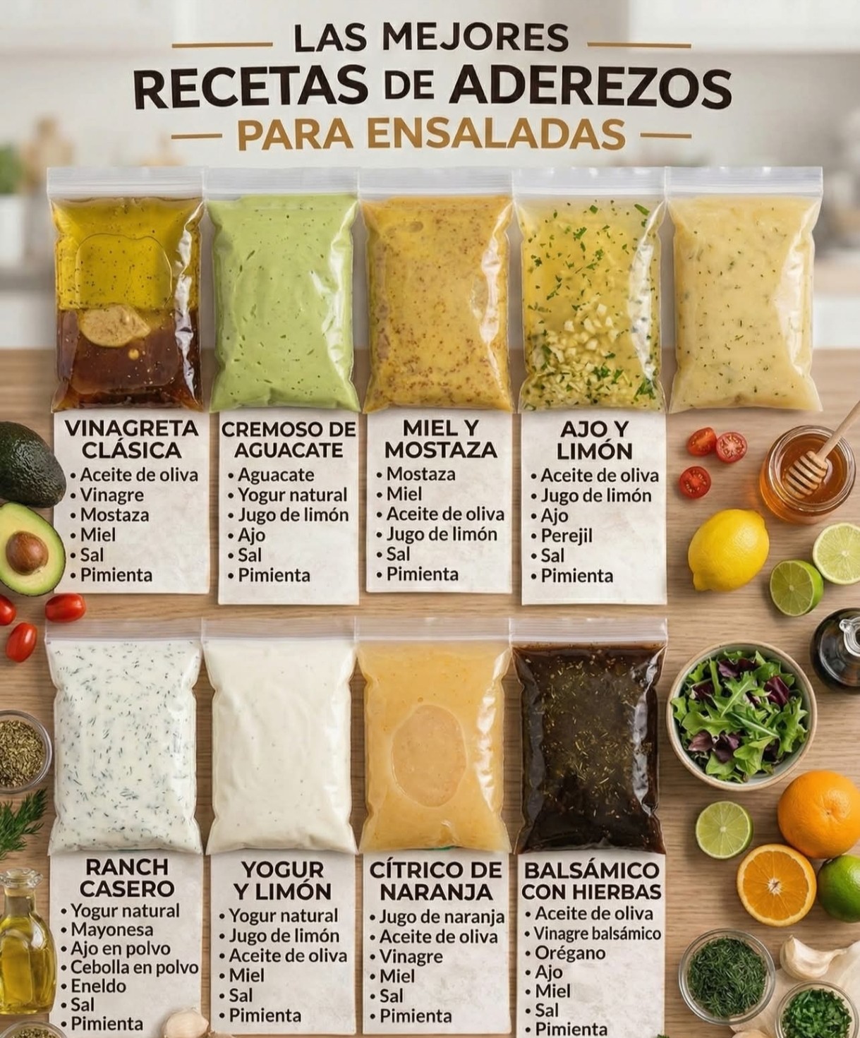 Dietas - 🥗 8 aderezos caseros irresistibles para ensaladas 🥗 🥄 Aderezo ...