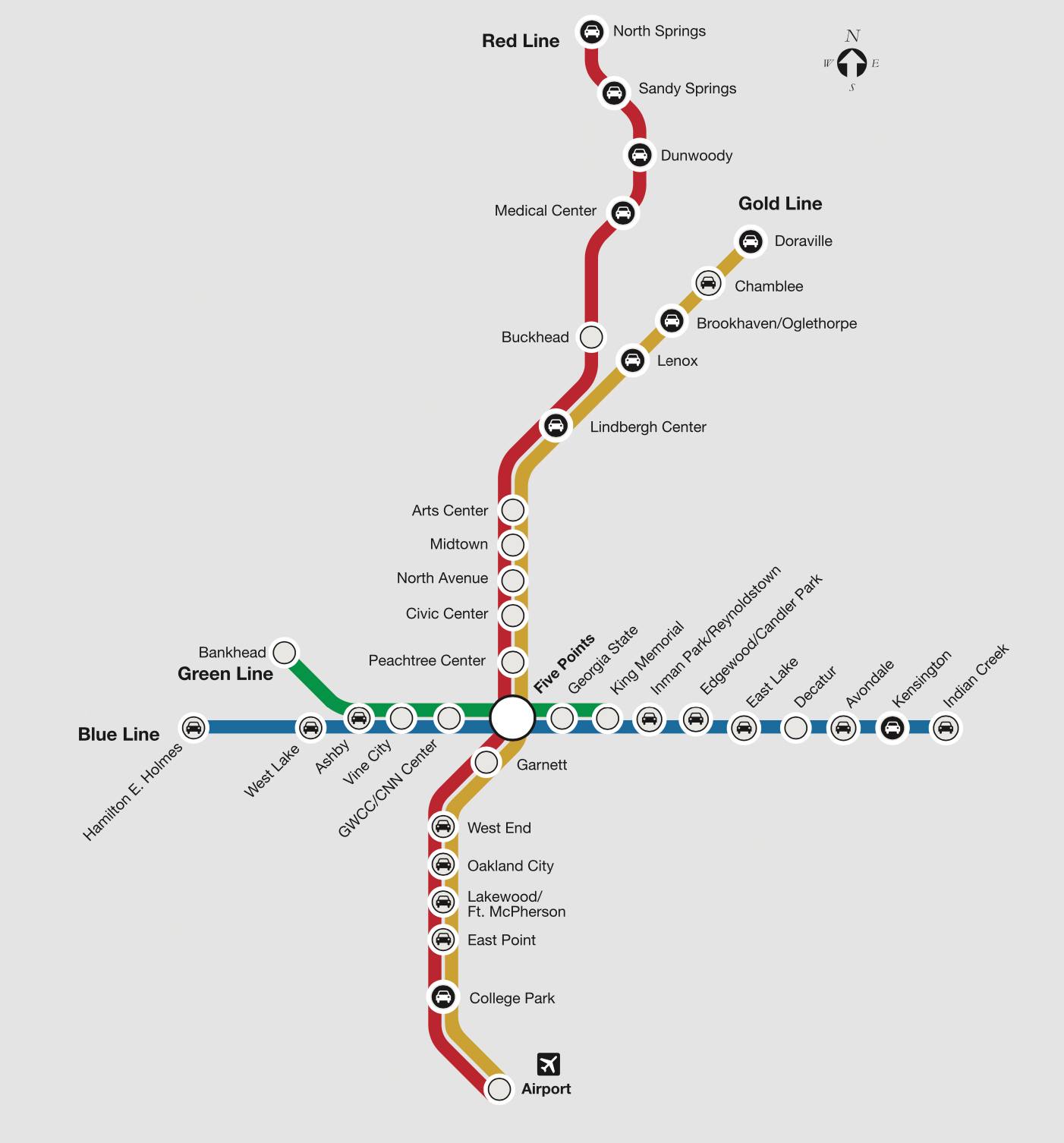 MARTA - RAIL MAP FOR SUNDAY, OCTOBER 26, 2025 Gold/Red Lines operate on ...