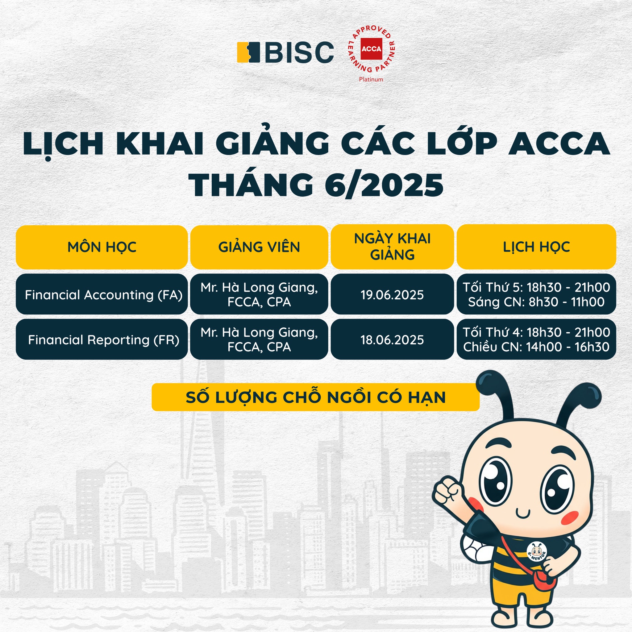 BISC - 🌟 KHAI GIẢNG CÁC LỚP ACCA THÁNG 6/2025 TẠI BISC -... | Facebook