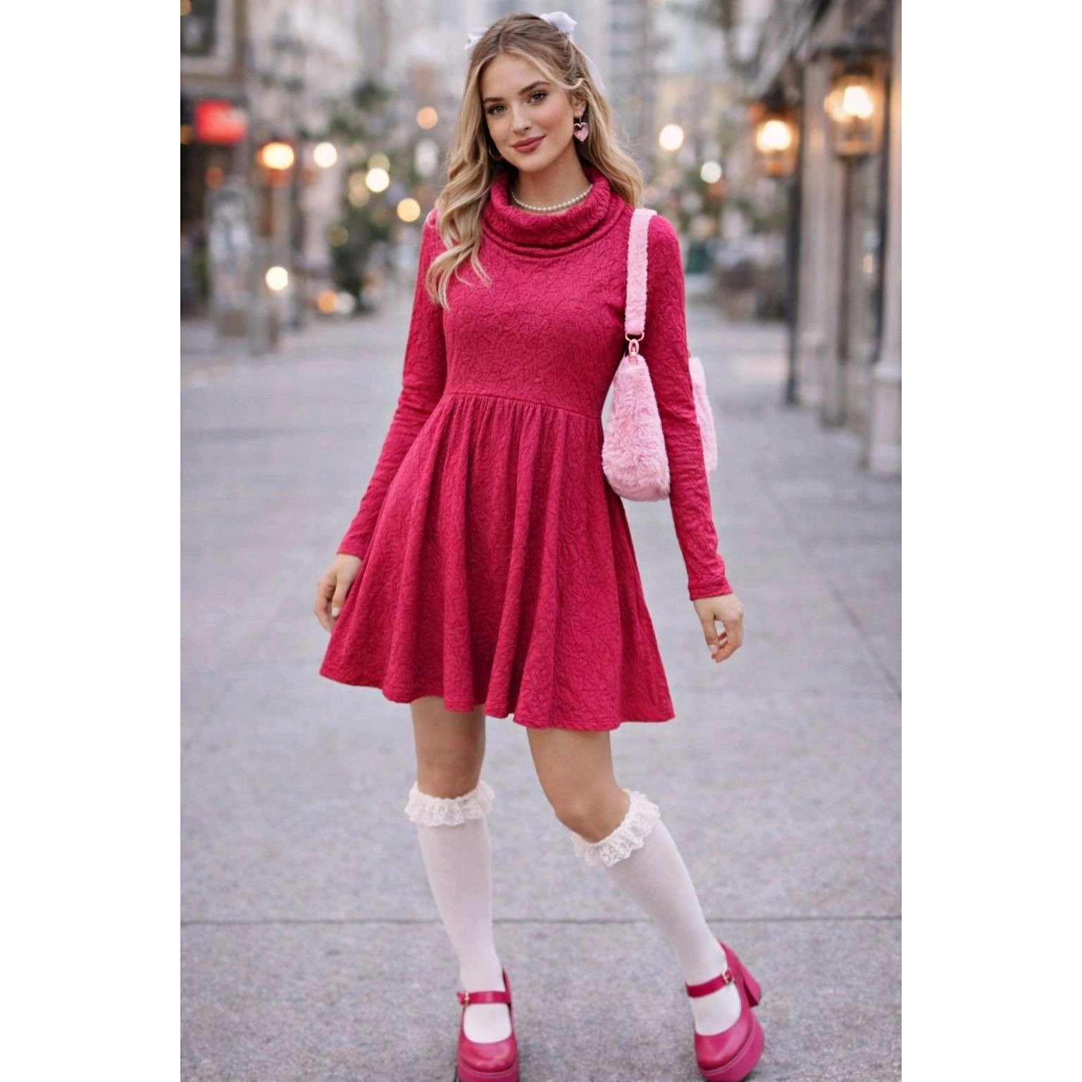 babydoll sweater dress Sampeel Womens Square Neck Dresses Elastic Waist Cable Knit Off White S at Amazon Women's Clothing store Cream babydoll sweater dress with balloon sleeves and bell Womens Square Neck Long Sleeve