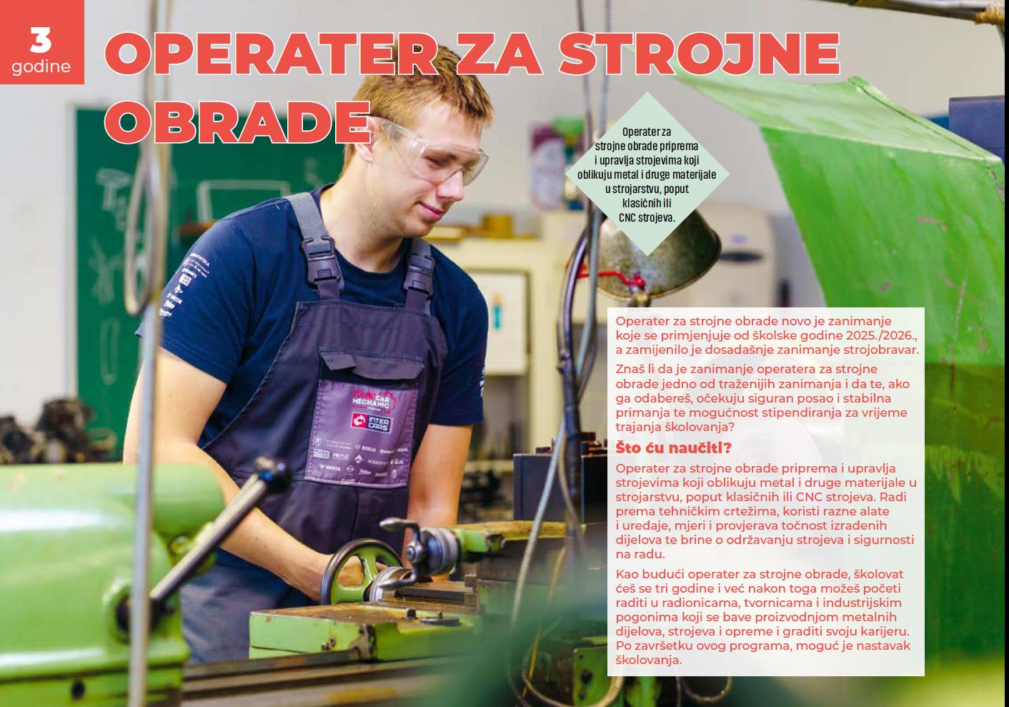 Srednja - Operater za strojne obrade novo je zanimanje, zamjena za ...