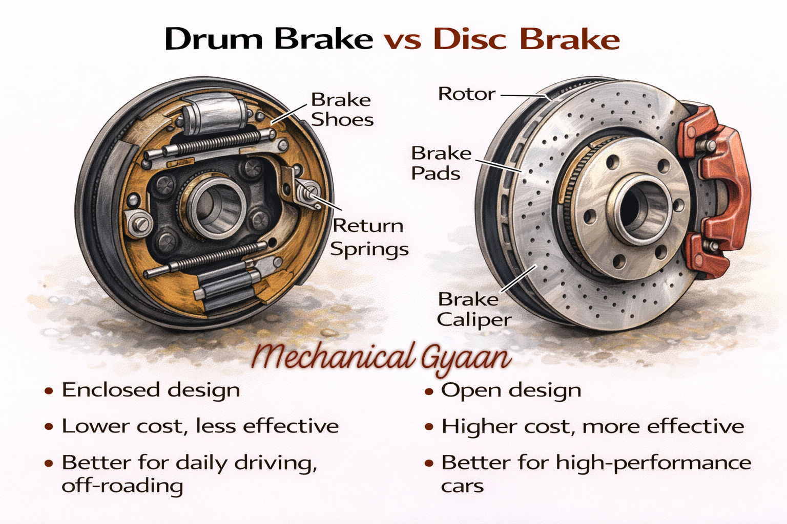 Mechanical - Disc Brake vs Drum Break Follow 👇 👇 👇 Mechanical Gyaan # ...