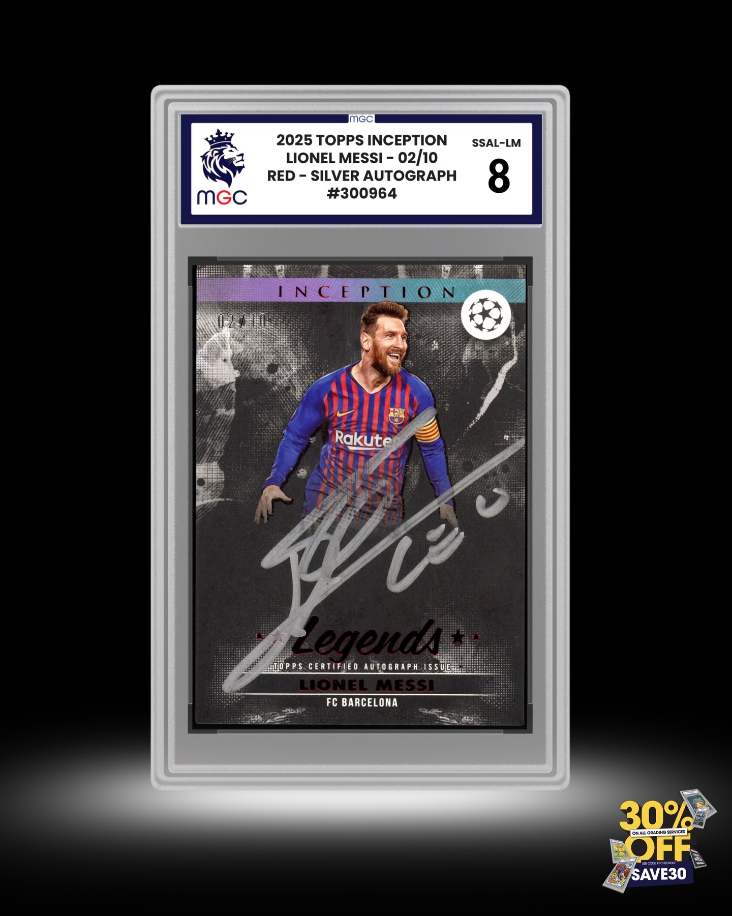 This /10 Topps Inception Silver Signings featuring an on-card auto 