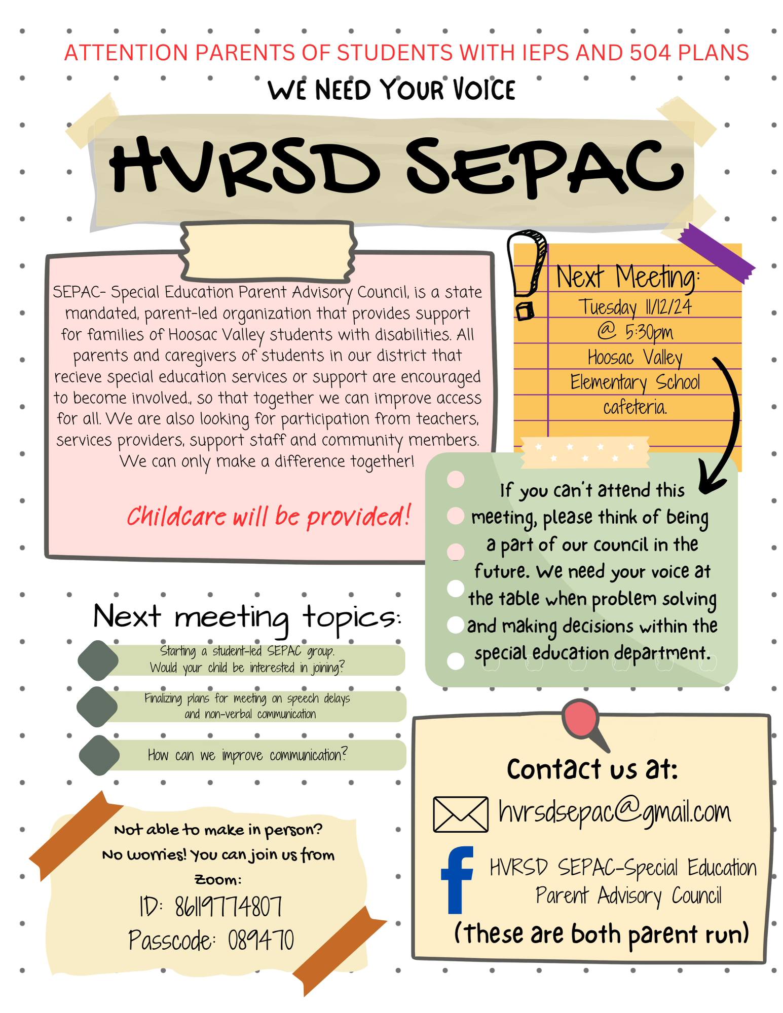 November 2024 HVRSD SEPAC Meeting