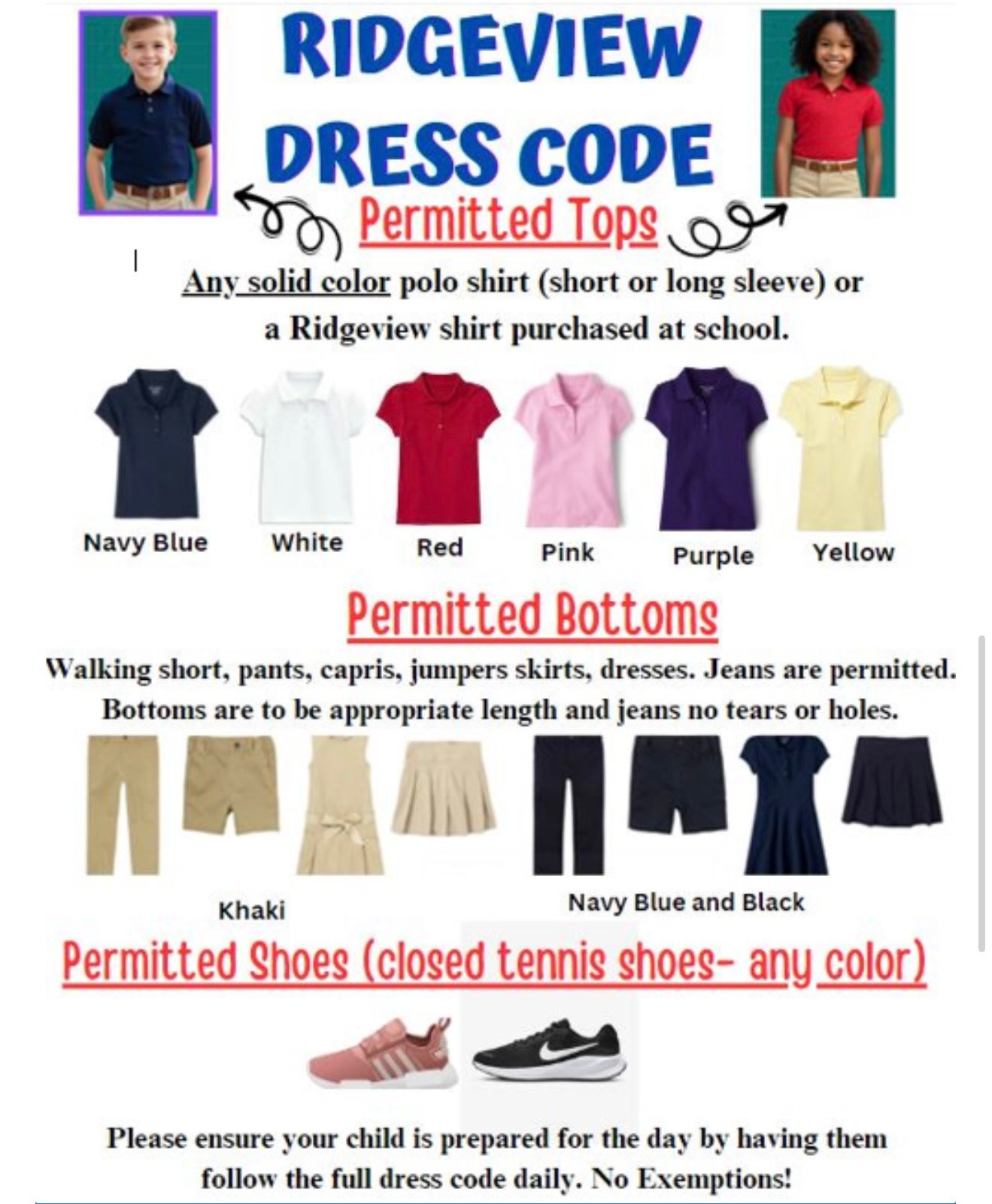 ridgeview classical schools dress code Elementary reminder and guidelines site-nav-work
