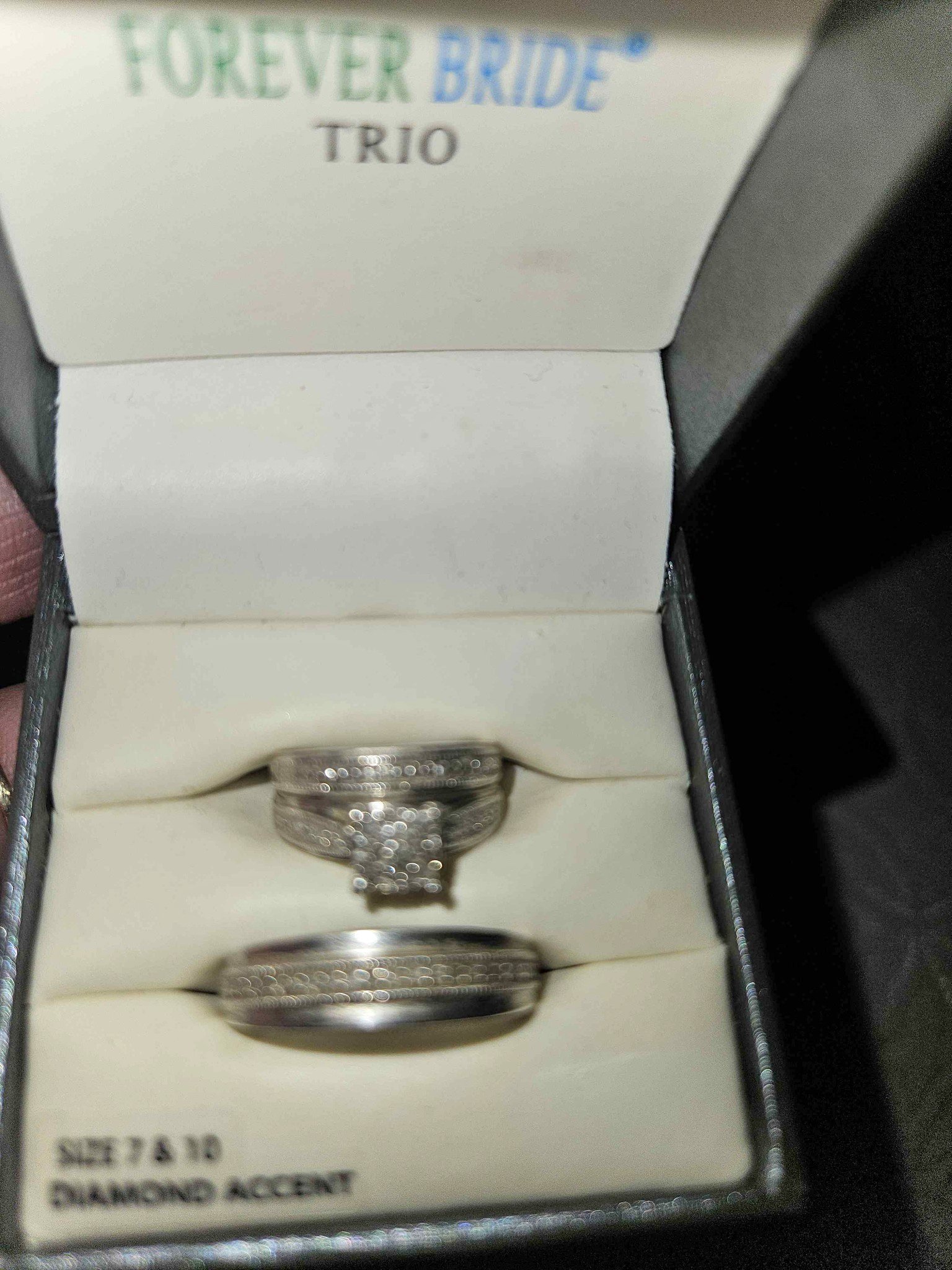 Sterling silver w/ real diamonds wedding set - Engagement & Wedding