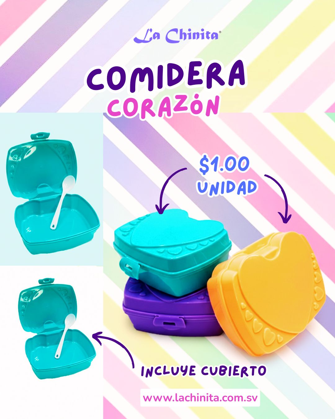Almacén - Comidera de corazón para los refrigerios de la escuela en 3 ...