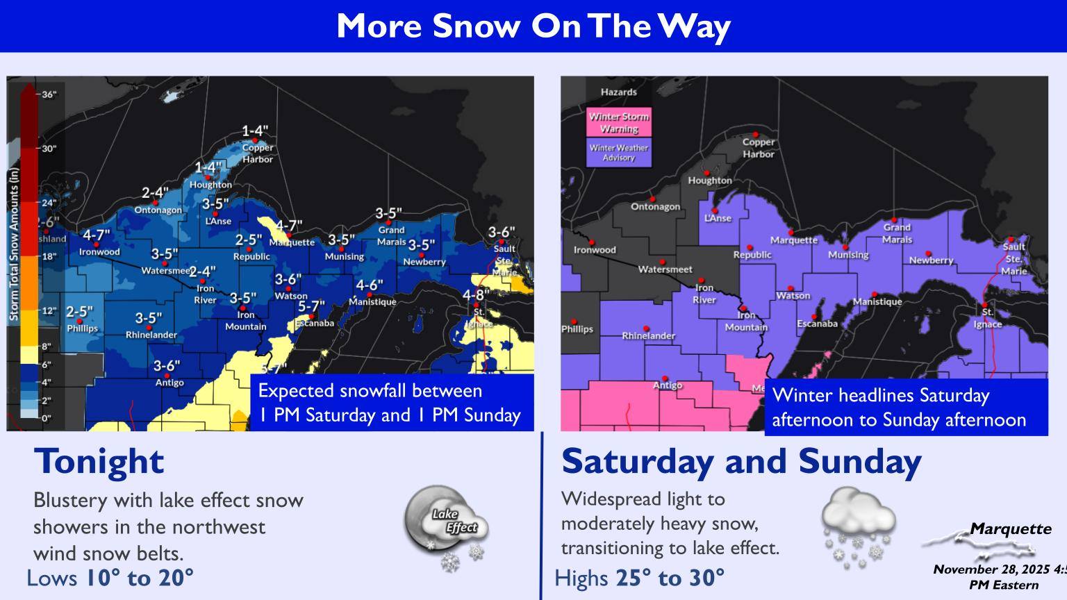 US - Lake effect snow showers linger in the eastern UP tonight while ...