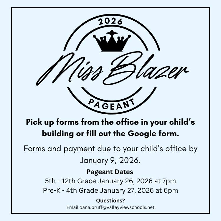Valley - Miss Blazer Pageant Registration is Open! It’s time to ...