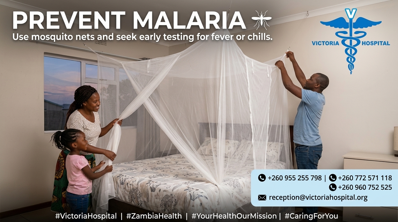 Prevent Malaria 🦟 Use mosquito nets and seek early testing for
