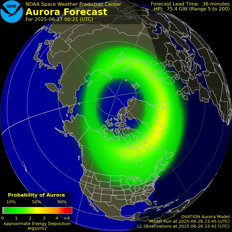 Aurora - The current hemispheric power is 75GW! #auroranotifier # ...