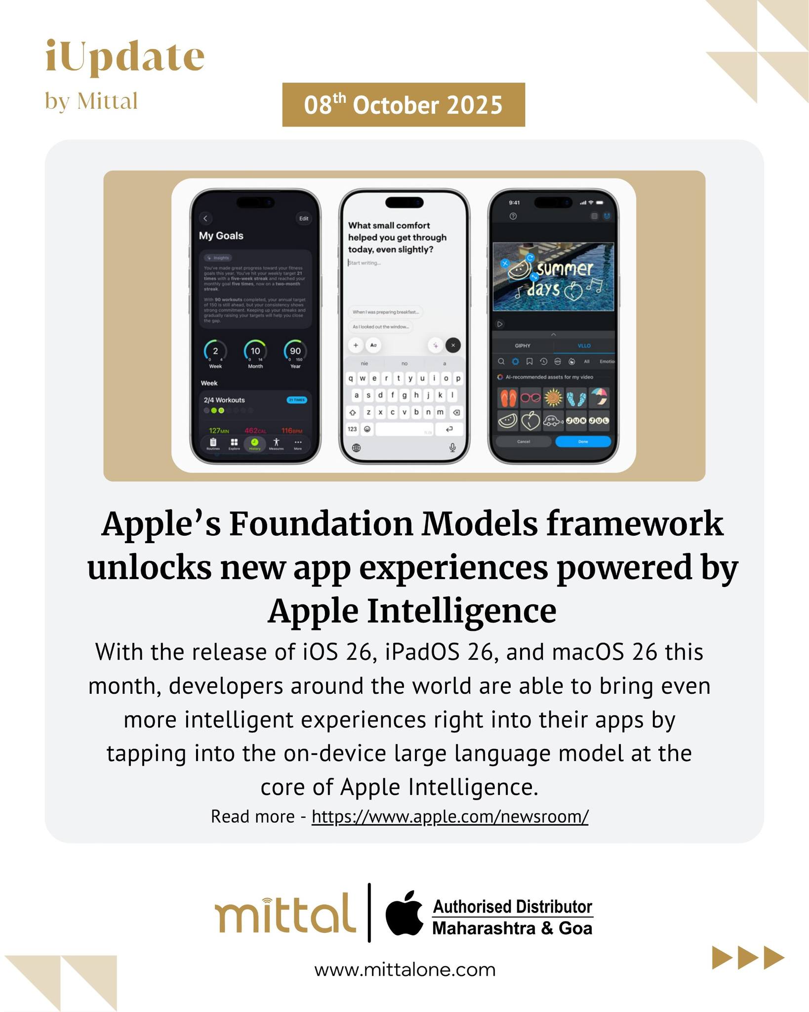Mittal - Apple’s Foundation Models redefining app intelligence. With ...