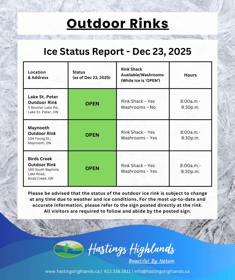 Hastings - Outdoor Rinks – Ice Status Report - Dec 23, 2025 ⛸️ ️ The ...