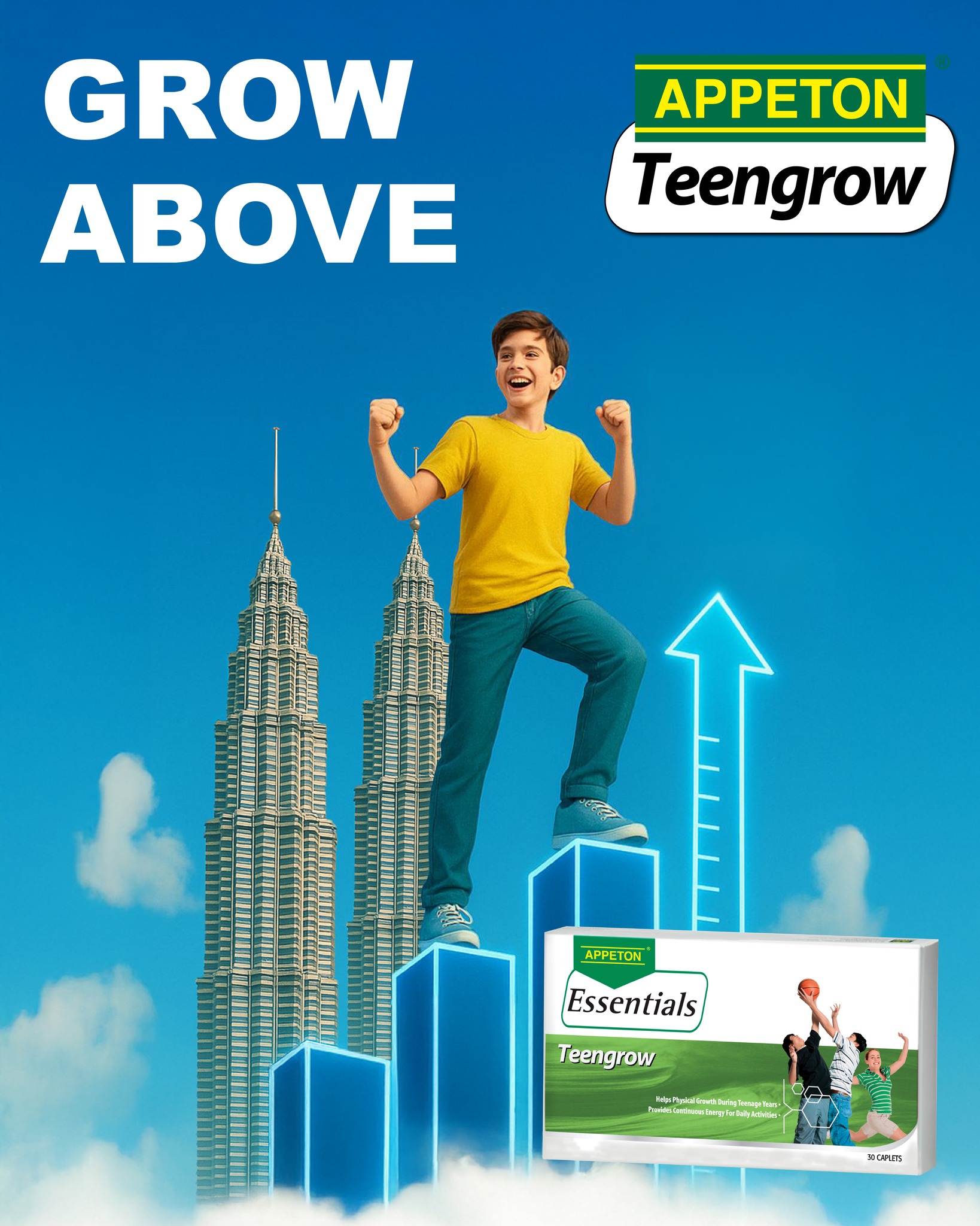 Appeton Essential Teengrow – Complément Pour Croissance Adolescent, 30 Comprimés Multivitamines