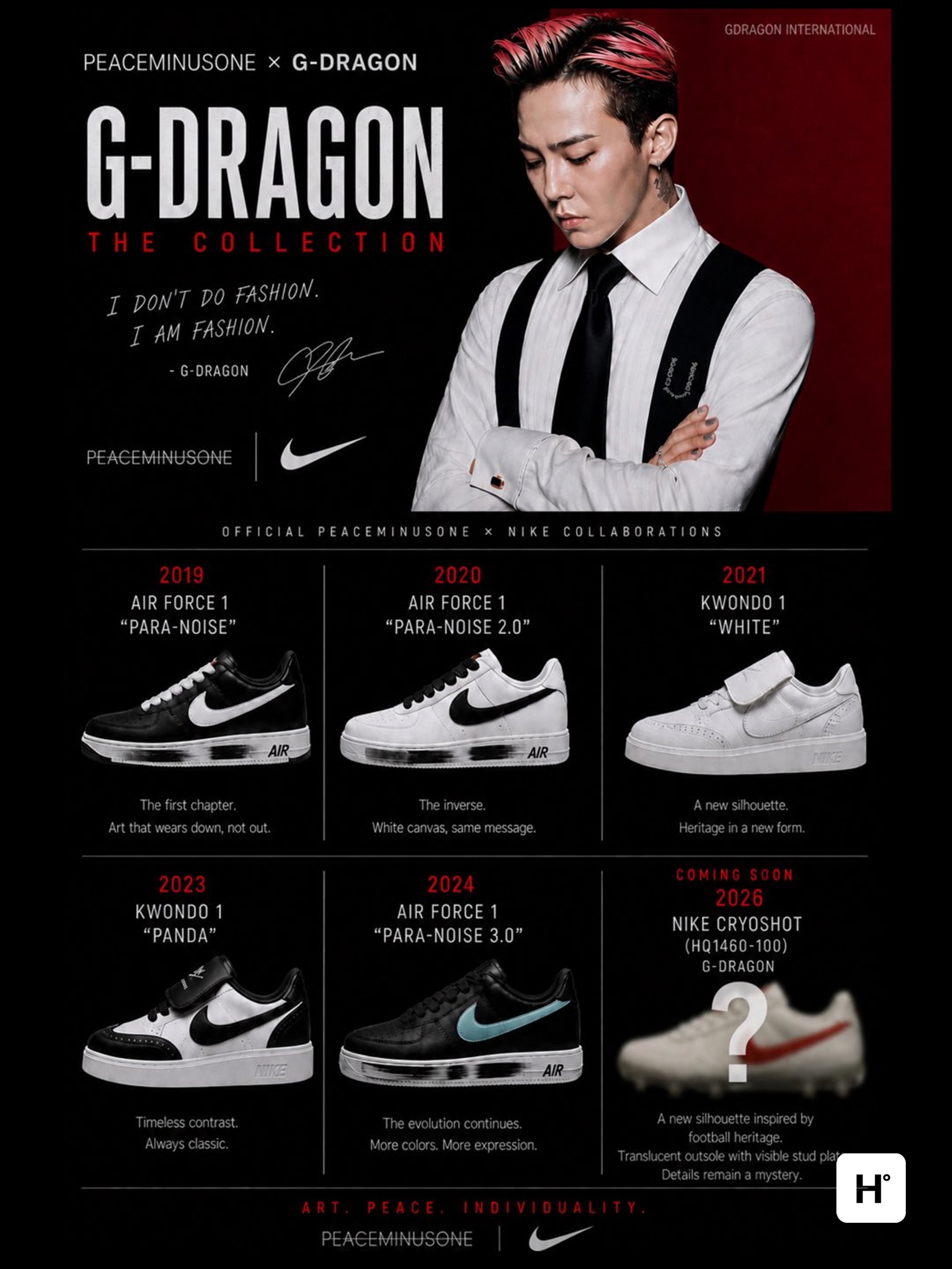 G-Dragon's Peaceminusone x Nike Cryoshot has been unveiled