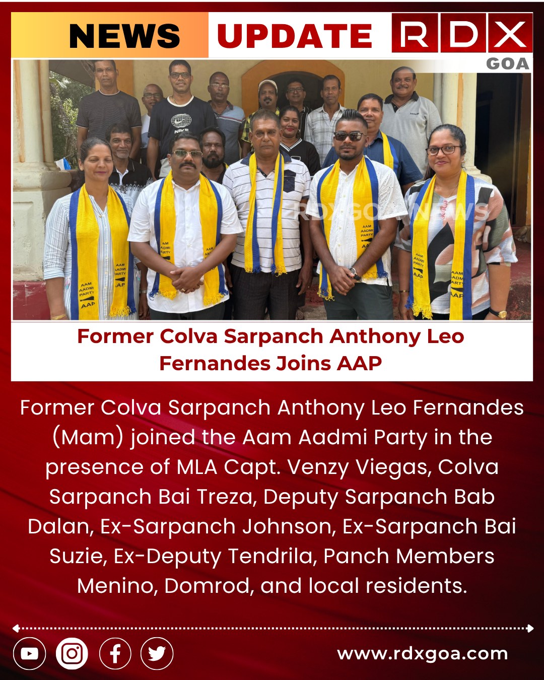 Former Colva Sarpanch... - Rdx Goa Infotainment Channel | Facebook