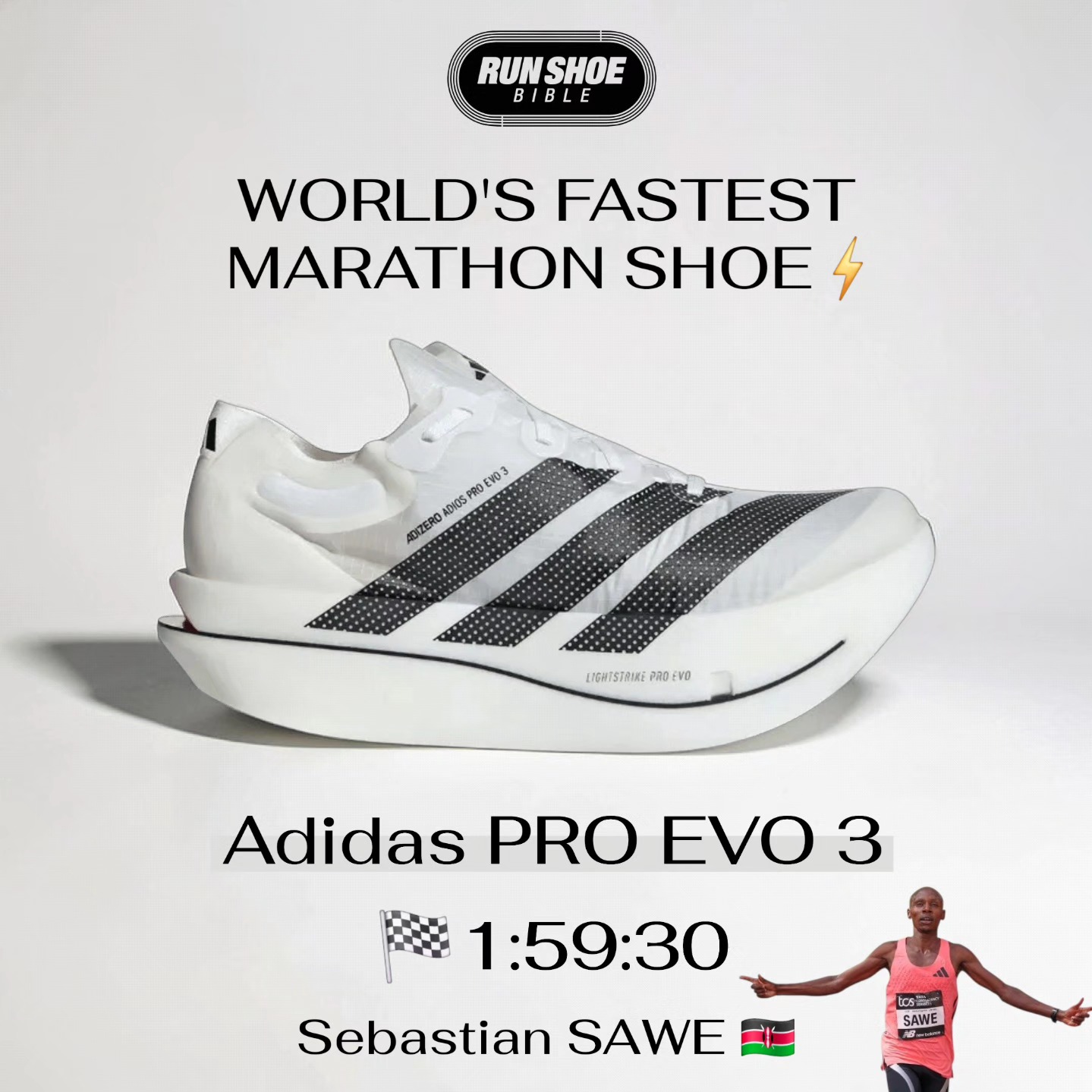 ADIZERO PRO EVO 3 is officially the fastest Marathon shoe 