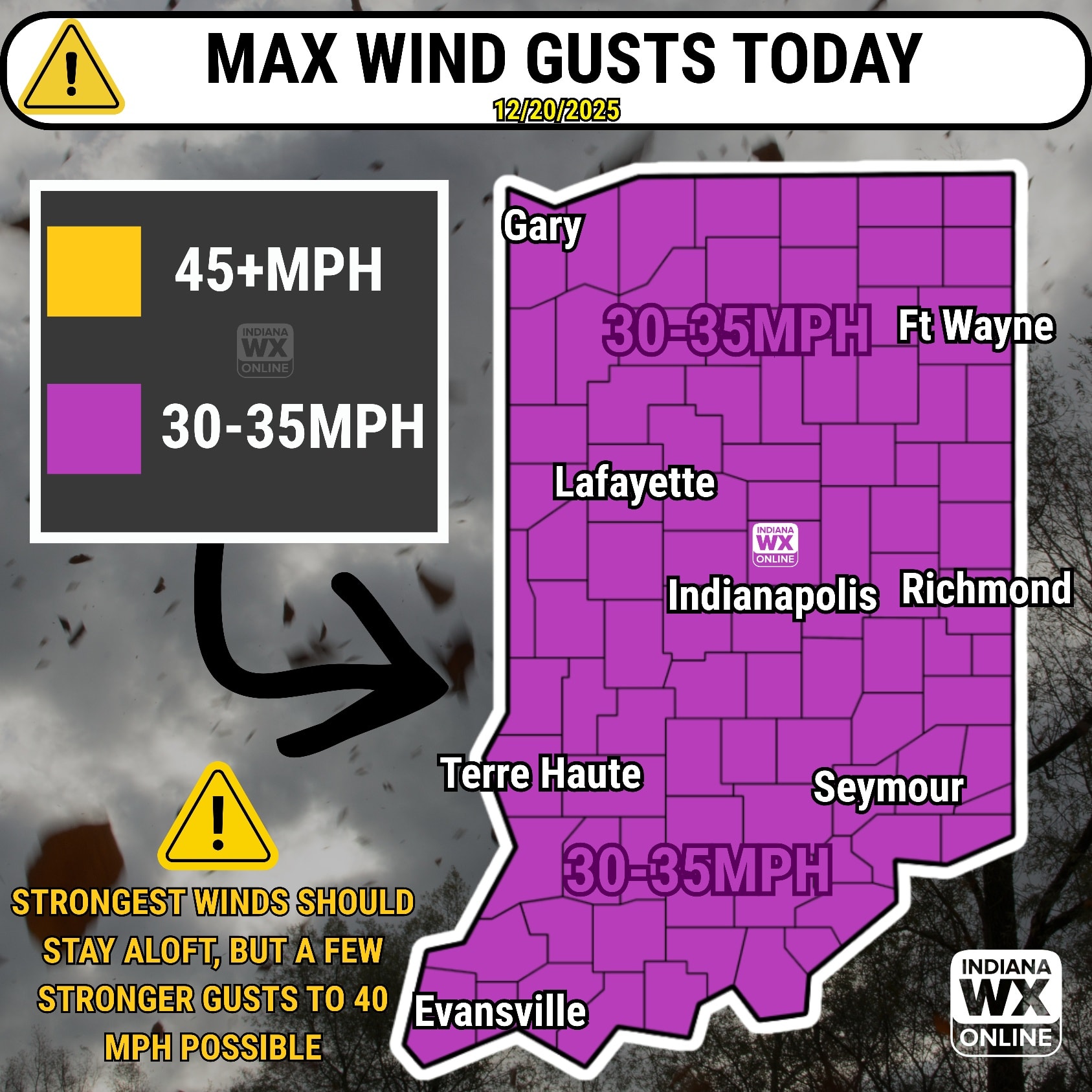 ⚠️The wind returns today! Strong... - Indiana Weather Online | Facebook