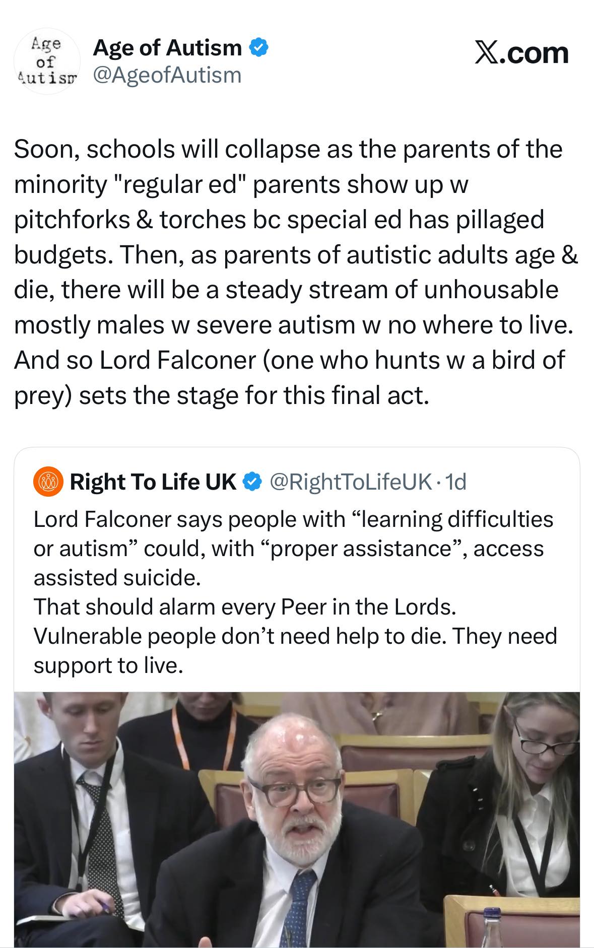 Age - Our comment on X about assisted suicide for those w autism: 
