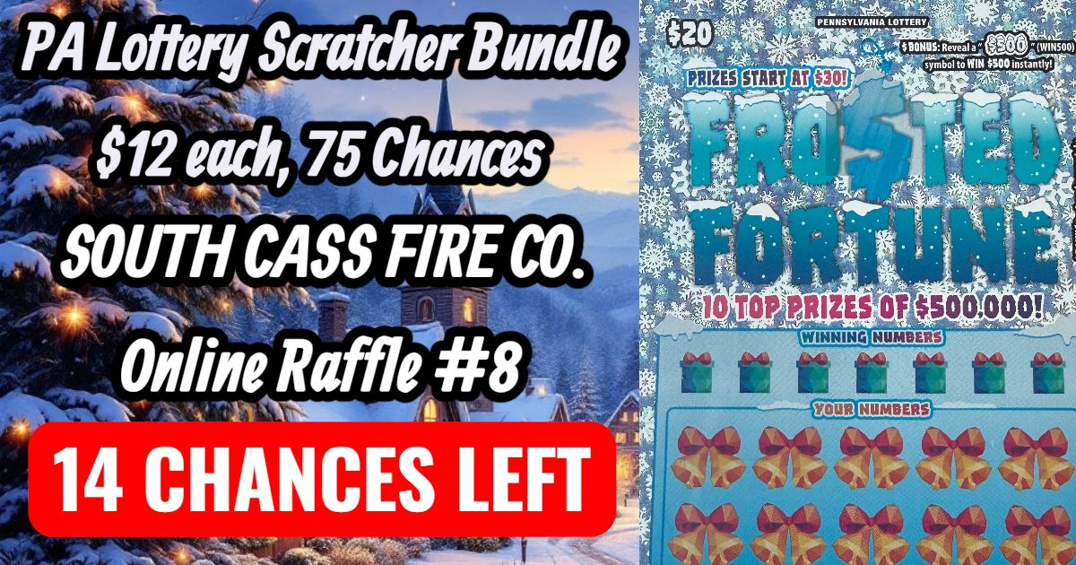 South - Raffle #8 PA Lottery Scratcher Bundle Full Pack of $20 Frosted ...