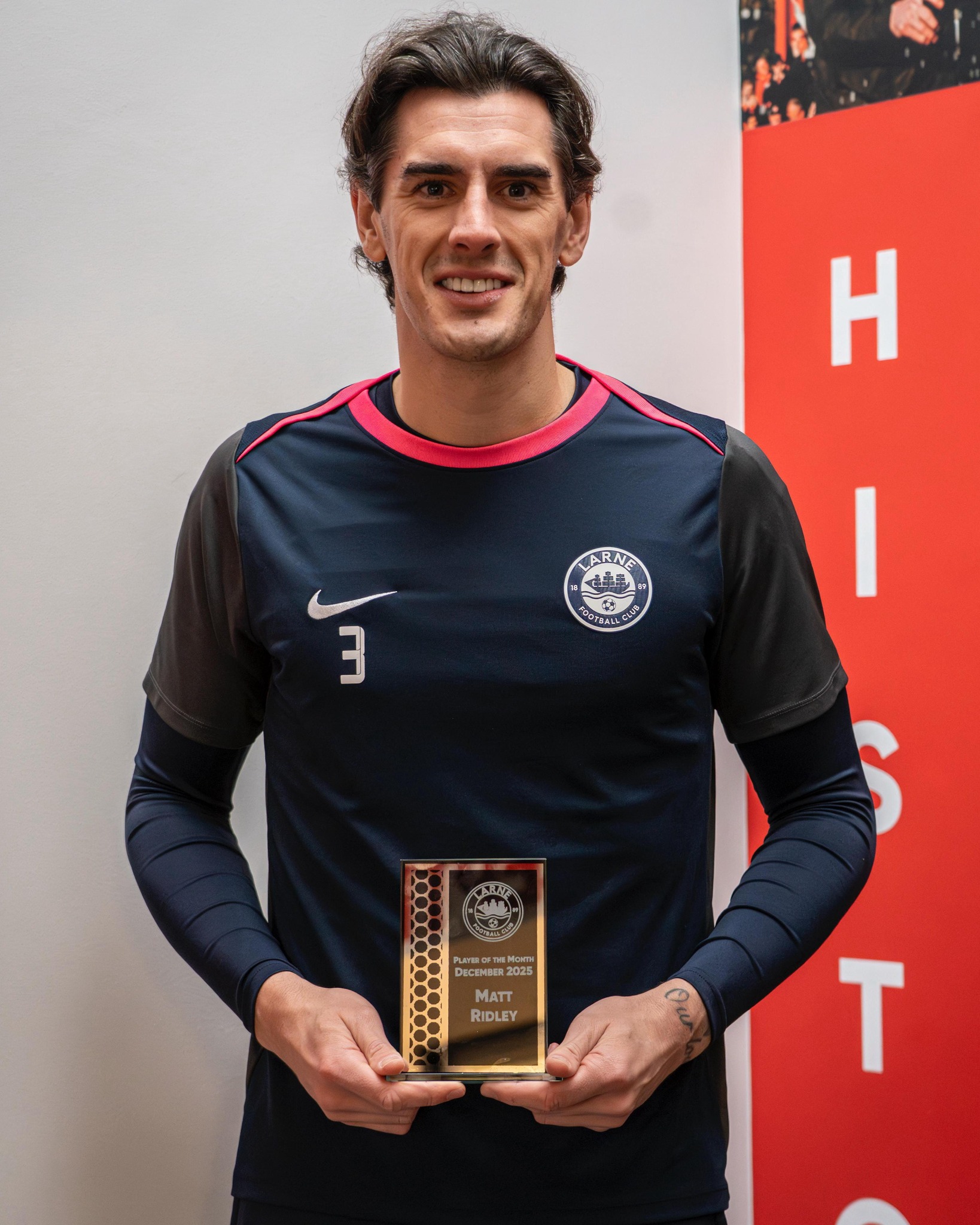 Larne - Matt Ridley collecting his POTM award for December 🔴🏆 ...