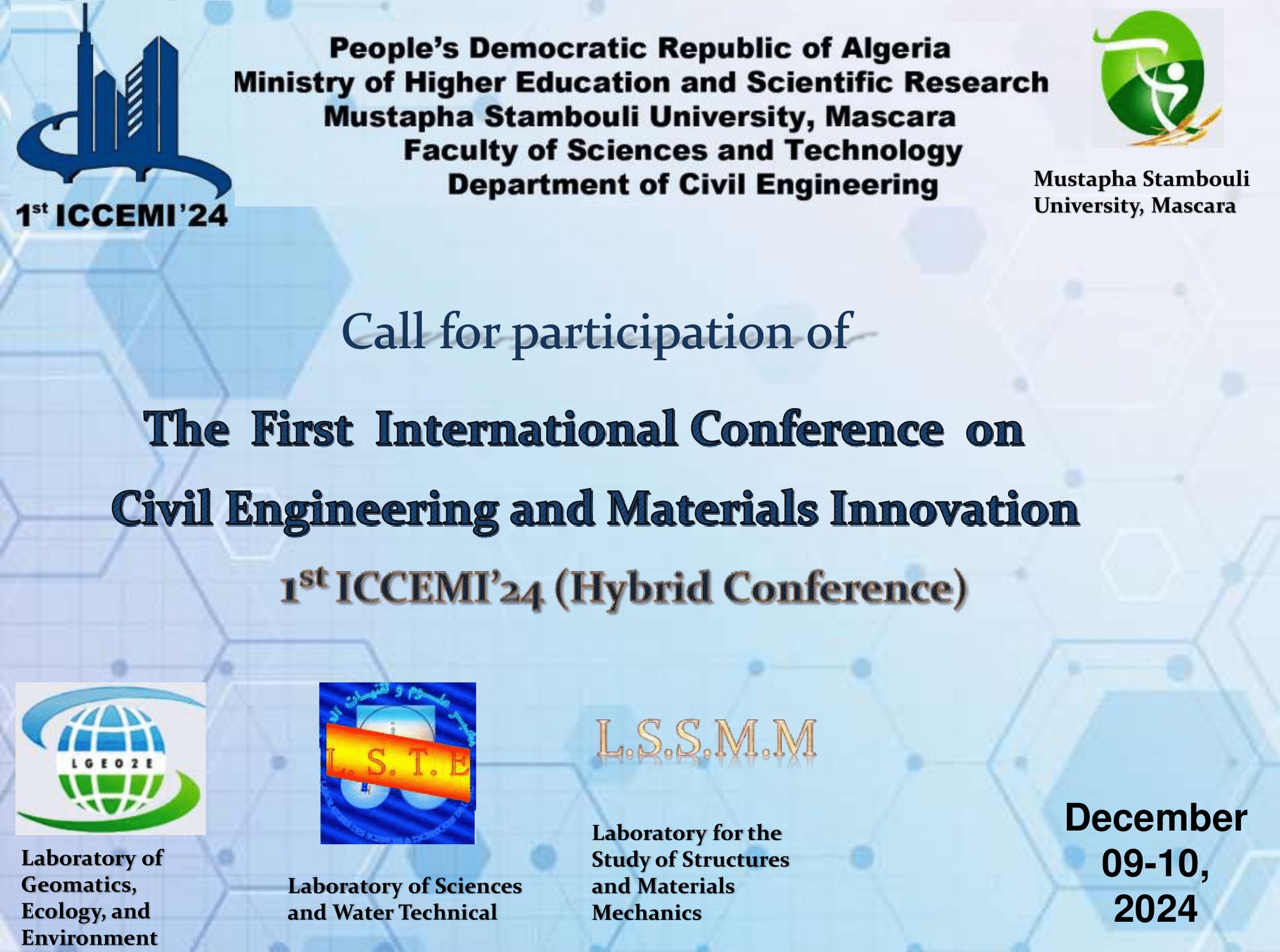 The First International Conference on Civil Engineering and Materials ...
