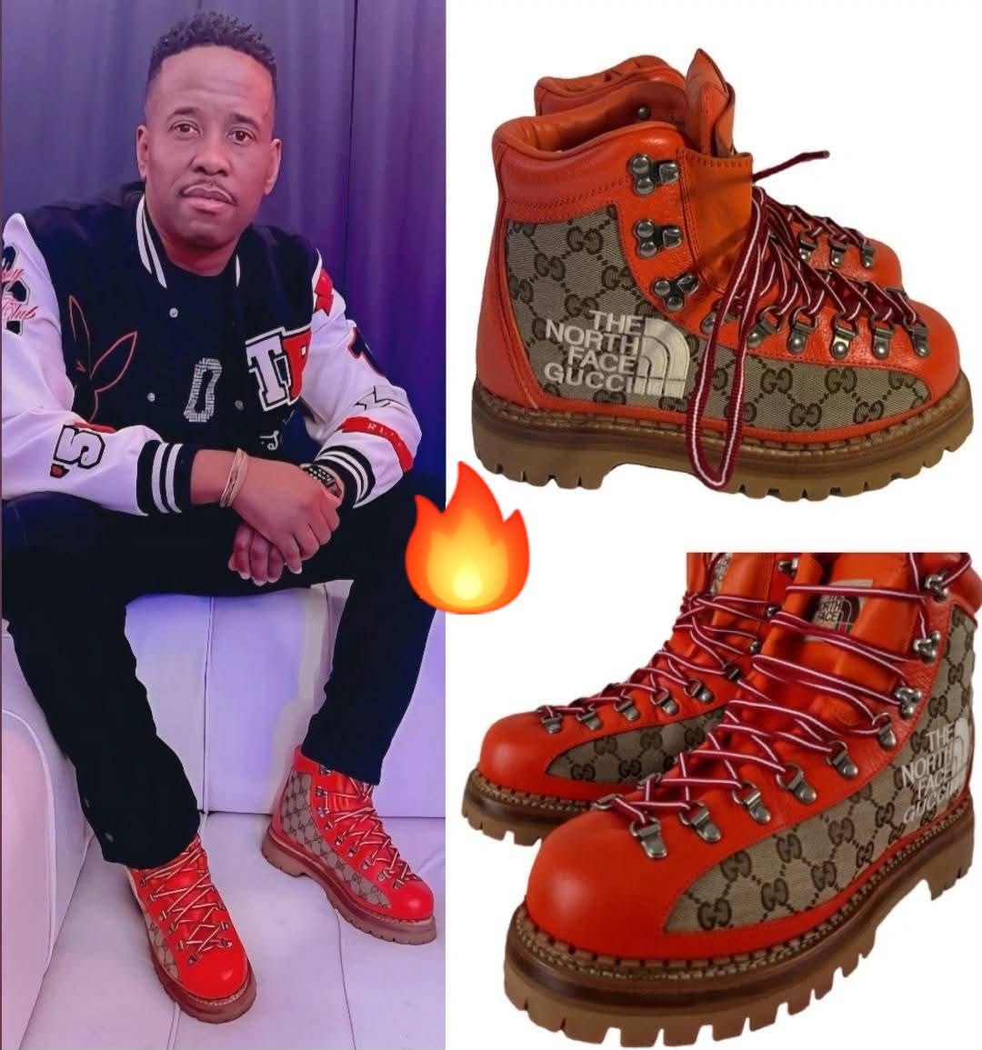 Dj Stokie rocking The North Face & Gucci ankle boots worth R23K