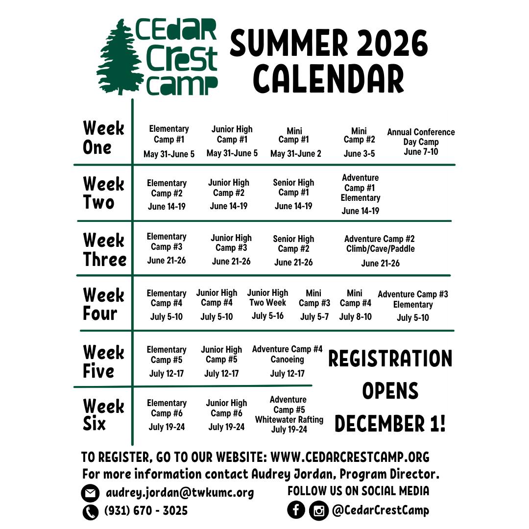 ☀️ THE SUMMER 2026 CALENDAR IS HERE ☀️... - Cedar Crest Camp | Facebook
